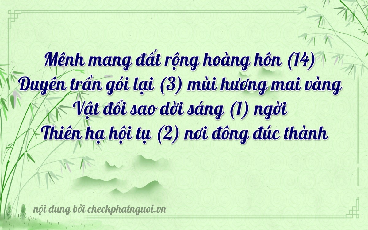 Bài thơ ý nghĩa cho <b>biển số 50H-14312</b> tại website checkphatnguoi.vn