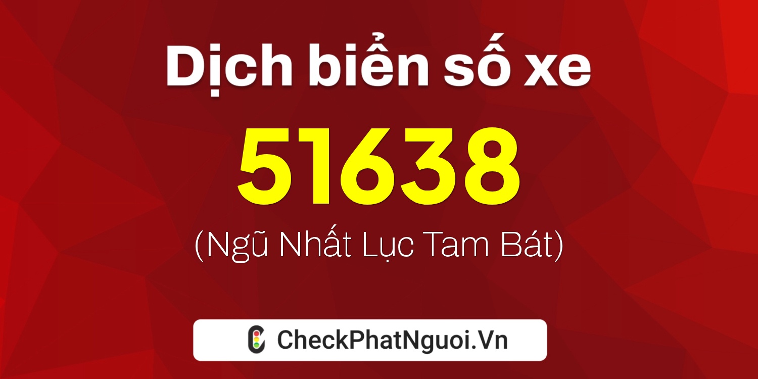Dịch ý nghĩa <b>biển số xe 26B2-51638</b> tại website checkphatnguoi.vn