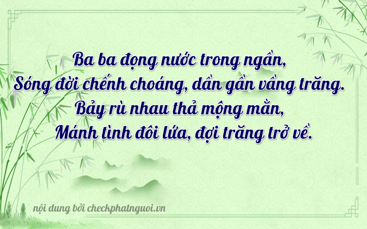 Bài thơ ý nghĩa cho <b>biển số 51G-33372</b> tại website checkphatnguoi.vn