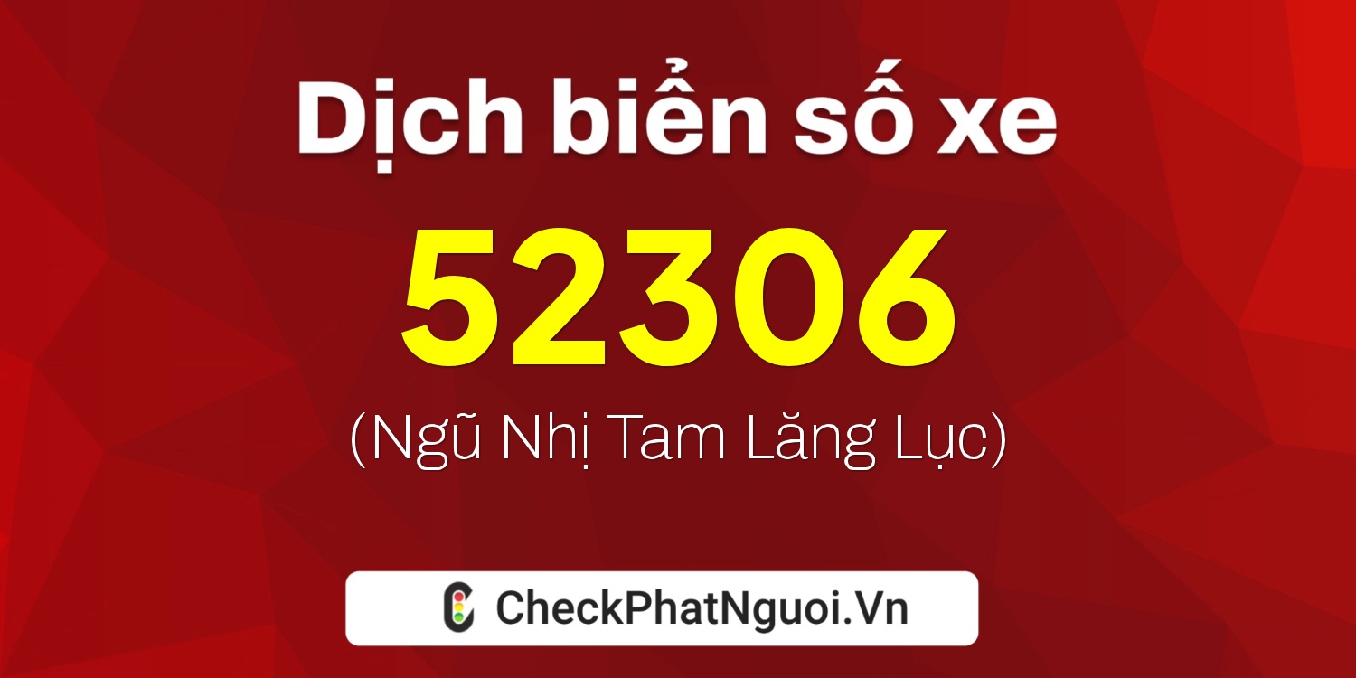Dịch ý nghĩa <b>biển số xe 98B1-52306</b> tại website checkphatnguoi.vn