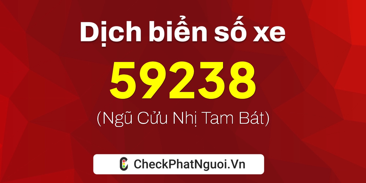 Dịch ý nghĩa <b>biển số xe 51D-59238</b> tại website checkphatnguoi.vn