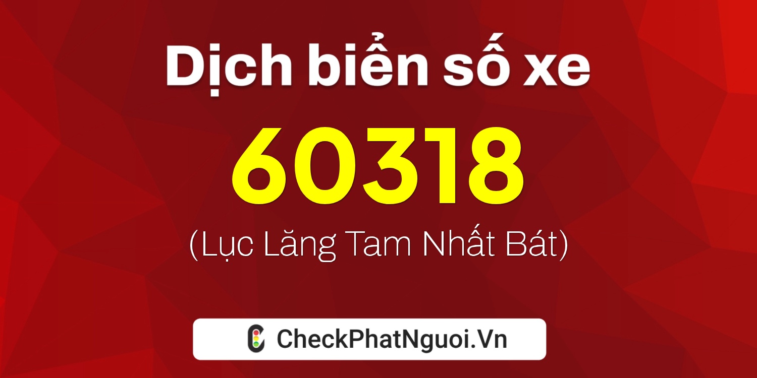 Dịch ý nghĩa <b>biển số xe 81A-60318</b> tại website checkphatnguoi.vn
