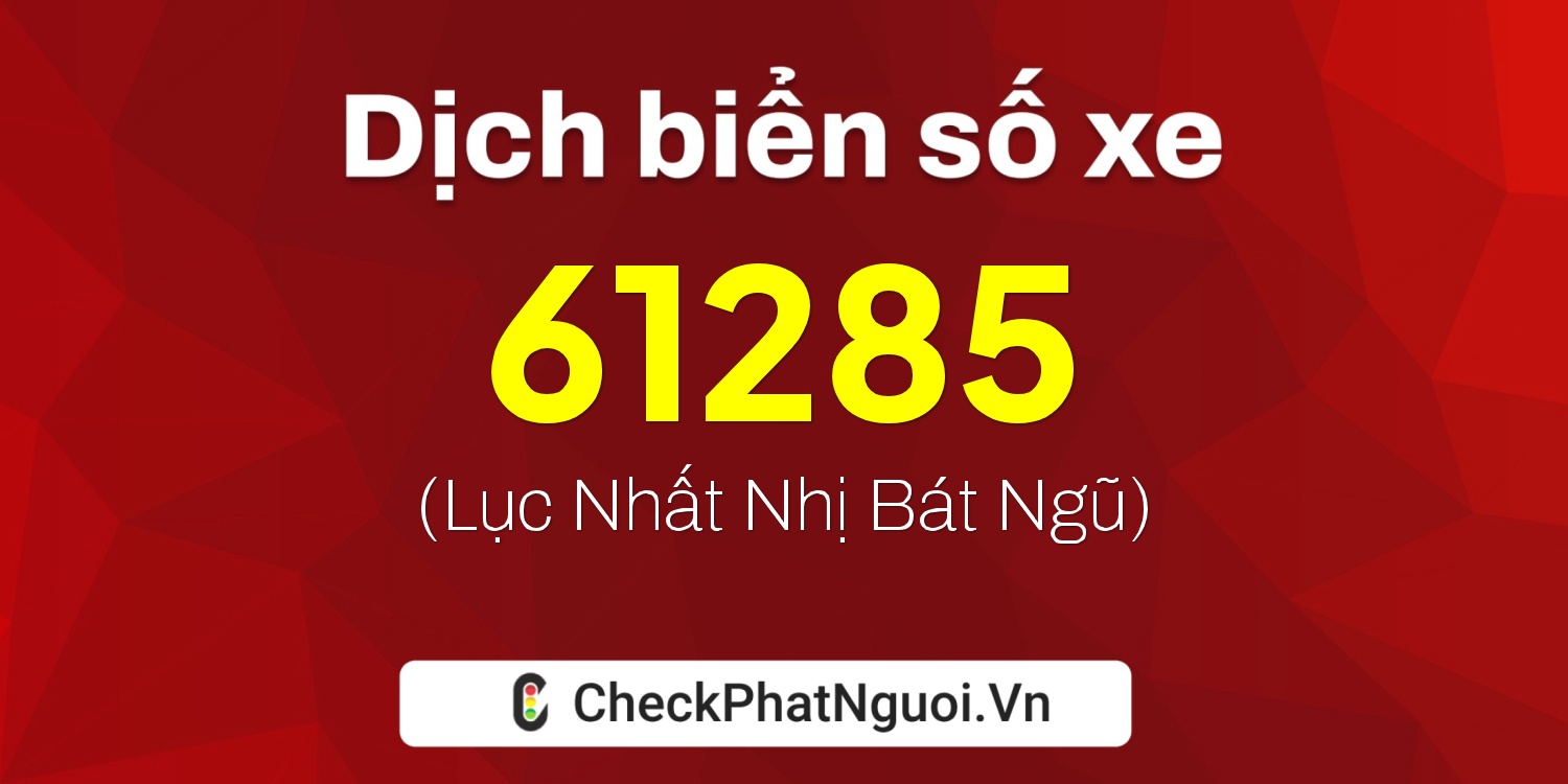Dịch ý nghĩa <b>biển số xe 20A-61285</b> tại website checkphatnguoi.vn