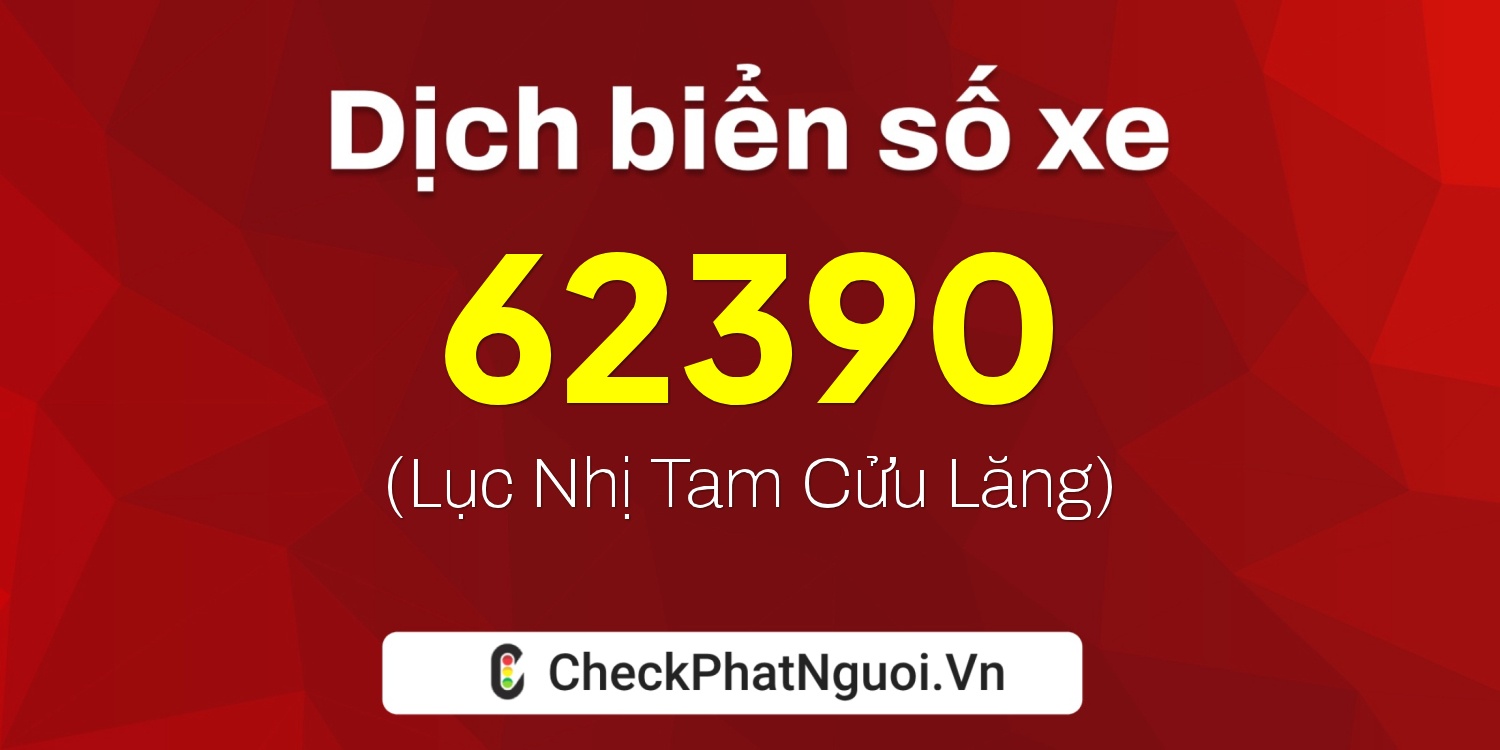Dịch ý nghĩa <b>biển số xe 49A-62390</b> tại website checkphatnguoi.vn