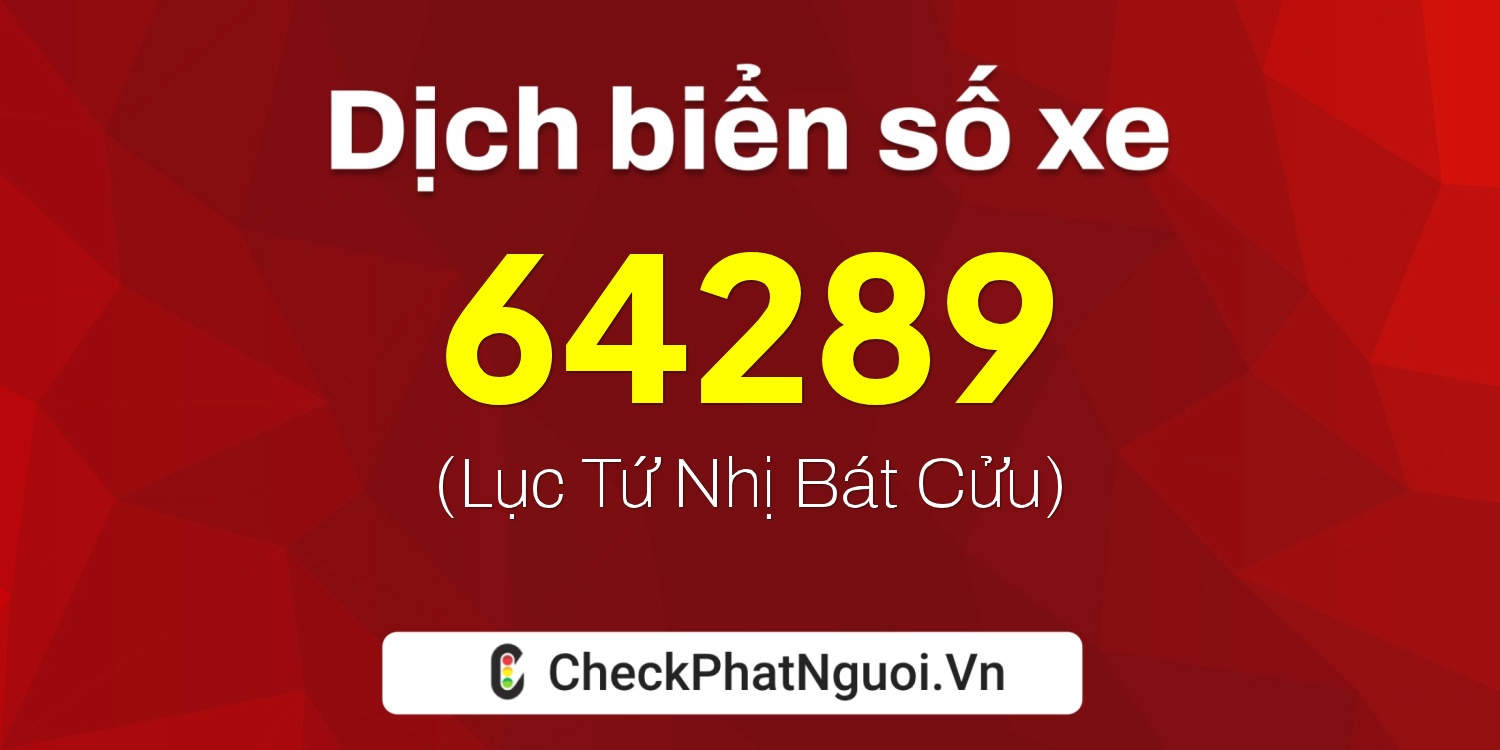 Dịch ý nghĩa <b>biển số xe 29V3-64289</b> tại website checkphatnguoi.vn