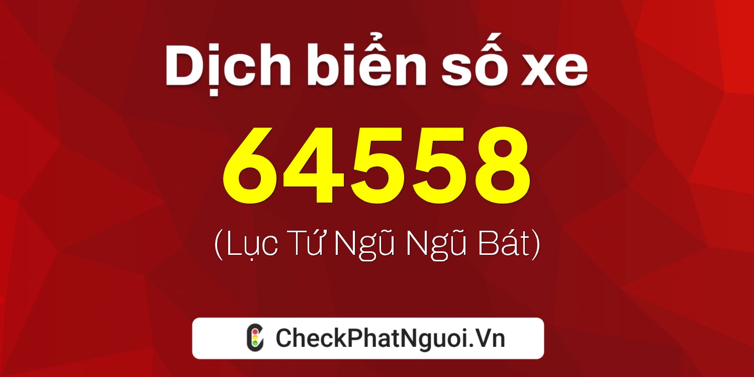 Dịch ý nghĩa <b>biển số xe 20G1-64558</b> tại website checkphatnguoi.vn