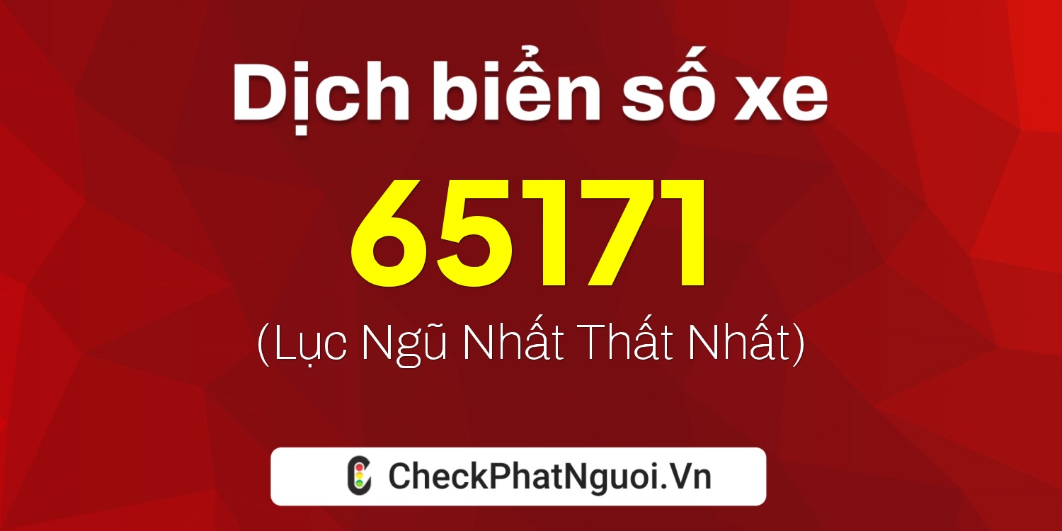 Dịch ý nghĩa <b>biển số xe 50Y1-65171</b> tại website checkphatnguoi.vn