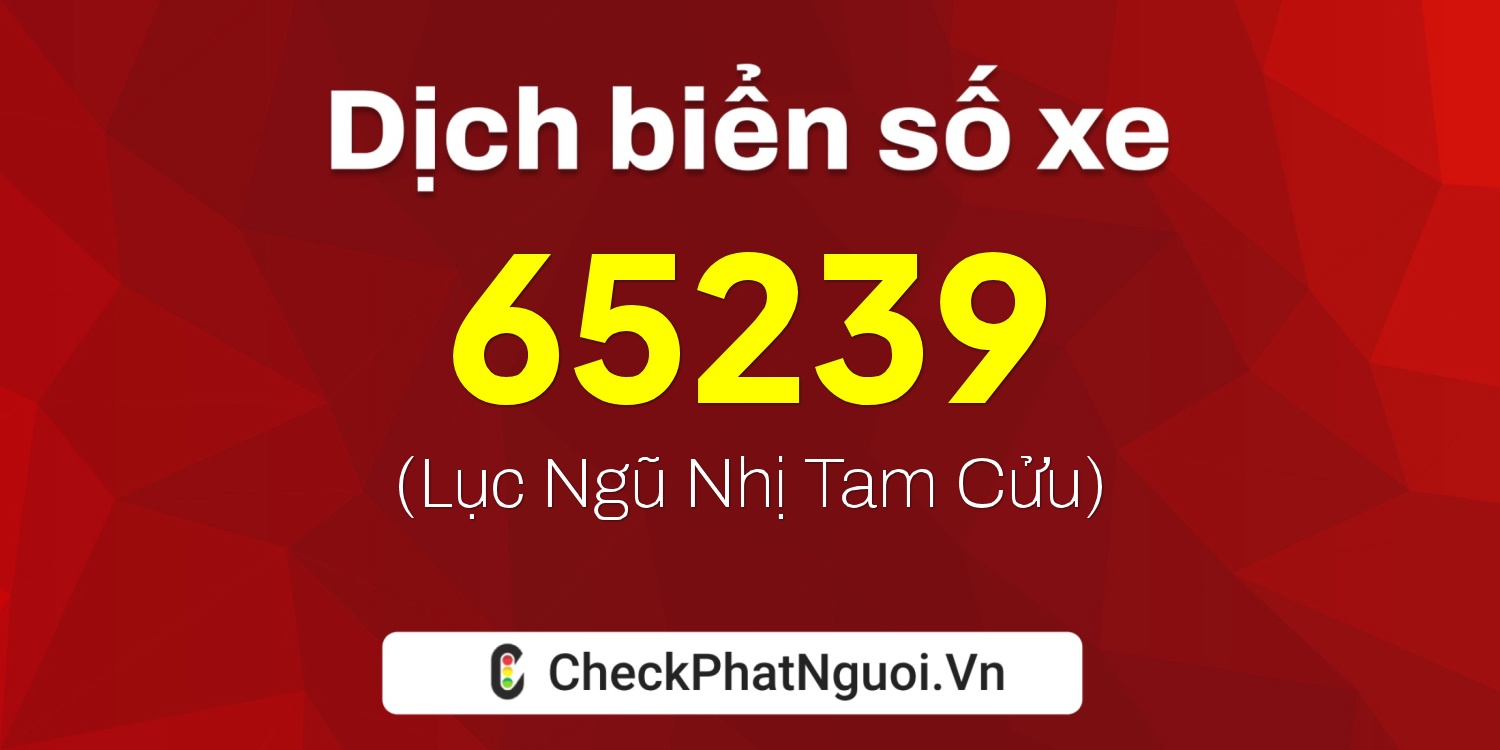 Dịch ý nghĩa <b>biển số xe 26B2-65239</b> tại website checkphatnguoi.vn