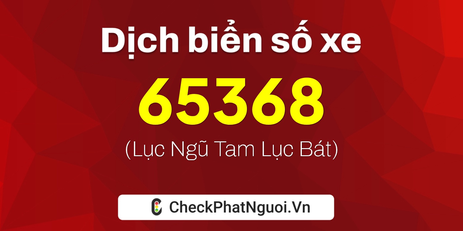 Dịch ý nghĩa <b>biển số xe 49D1-65368</b> tại website checkphatnguoi.vn