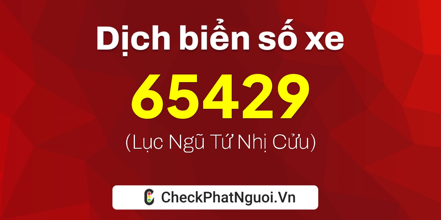 Dịch ý nghĩa <b>biển số xe 29Y1-65429</b> tại website checkphatnguoi.vn