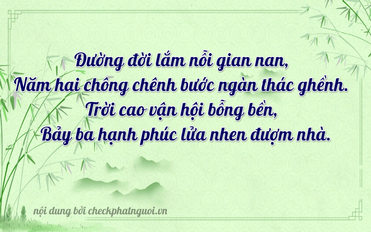 Bài thơ ý nghĩa cho <b>biển số 66K1-52273</b> tại website checkphatnguoi.vn