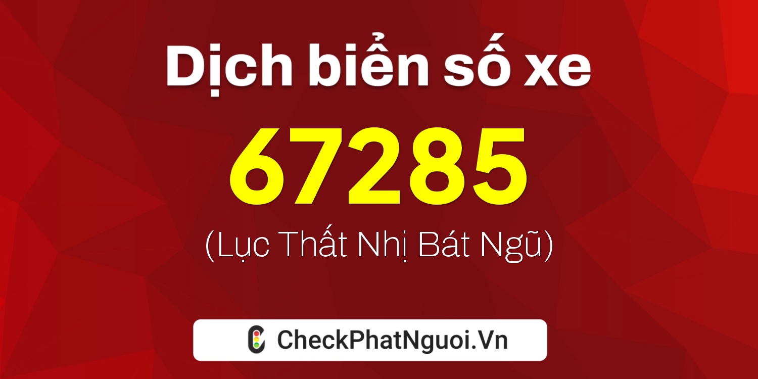 Dịch ý nghĩa <b>biển số xe 95E1-67285</b> tại website checkphatnguoi.vn