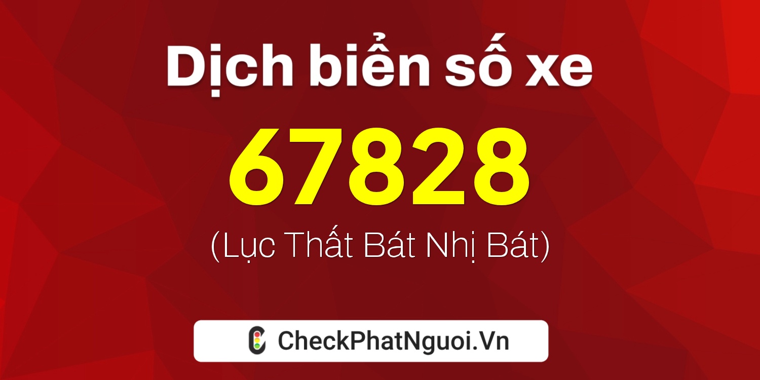 Dịch ý nghĩa <b>biển số xe 29N1-67828</b> tại website checkphatnguoi.vn