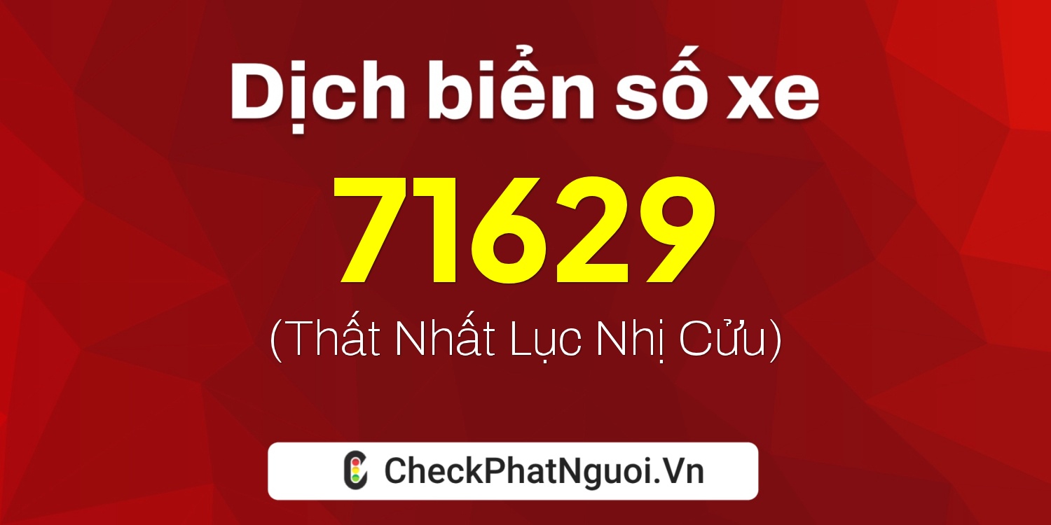 Dịch ý nghĩa <b>biển số xe 59G2-71629</b> tại website checkphatnguoi.vn