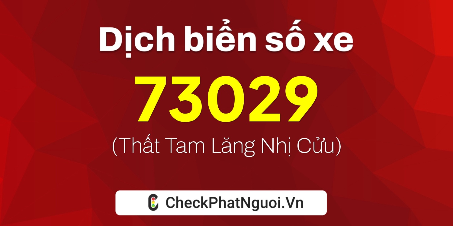 Dịch ý nghĩa <b>biển số xe 51H-73029</b> tại website checkphatnguoi.vn