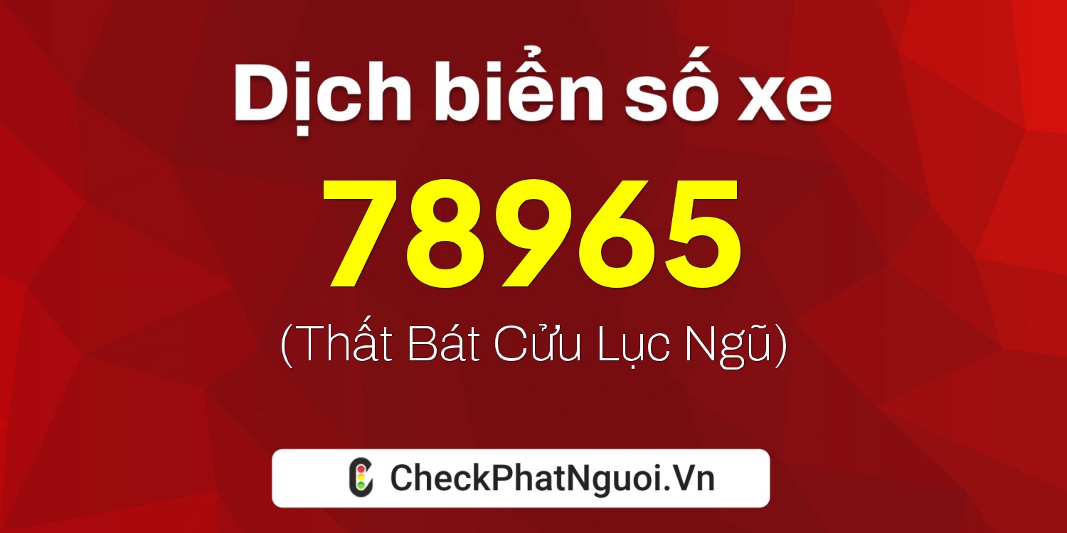Dịch ý nghĩa <b>biển số xe 30K-78965</b> tại website checkphatnguoi.vn