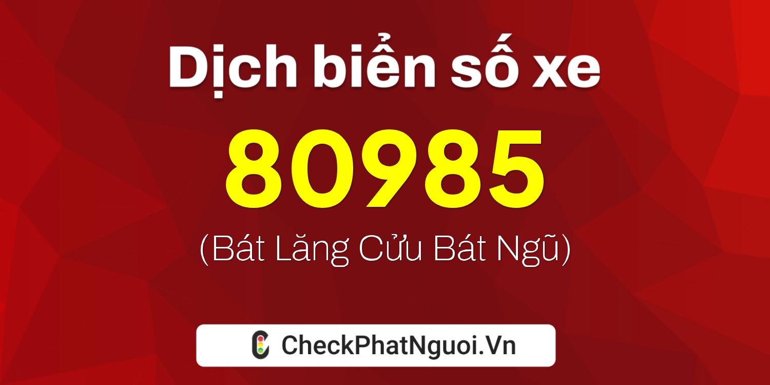 Dịch ý nghĩa <b>biển số xe 20A-80985</b> tại website checkphatnguoi.vn
