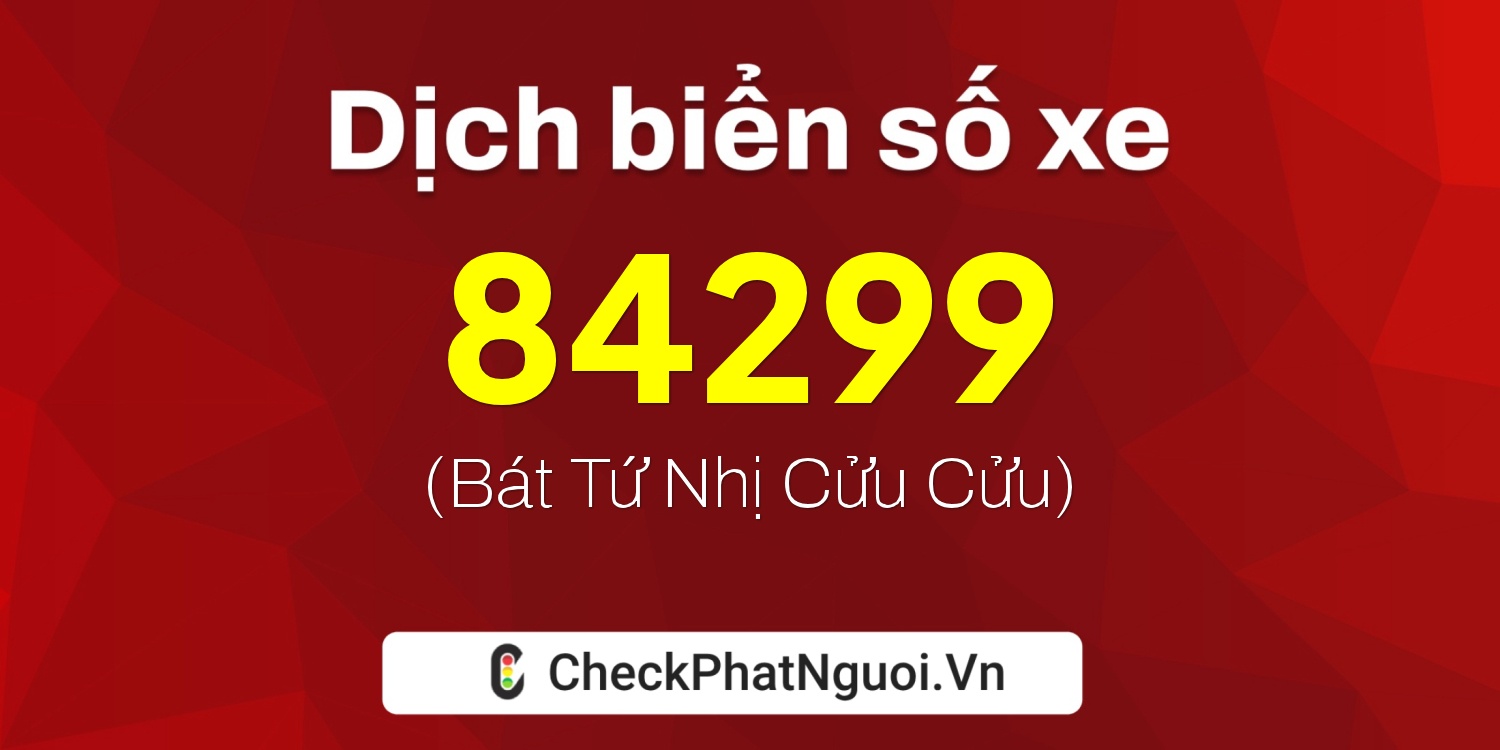 Dịch ý nghĩa <b>biển số xe 60B2-84299</b> tại website checkphatnguoi.vn