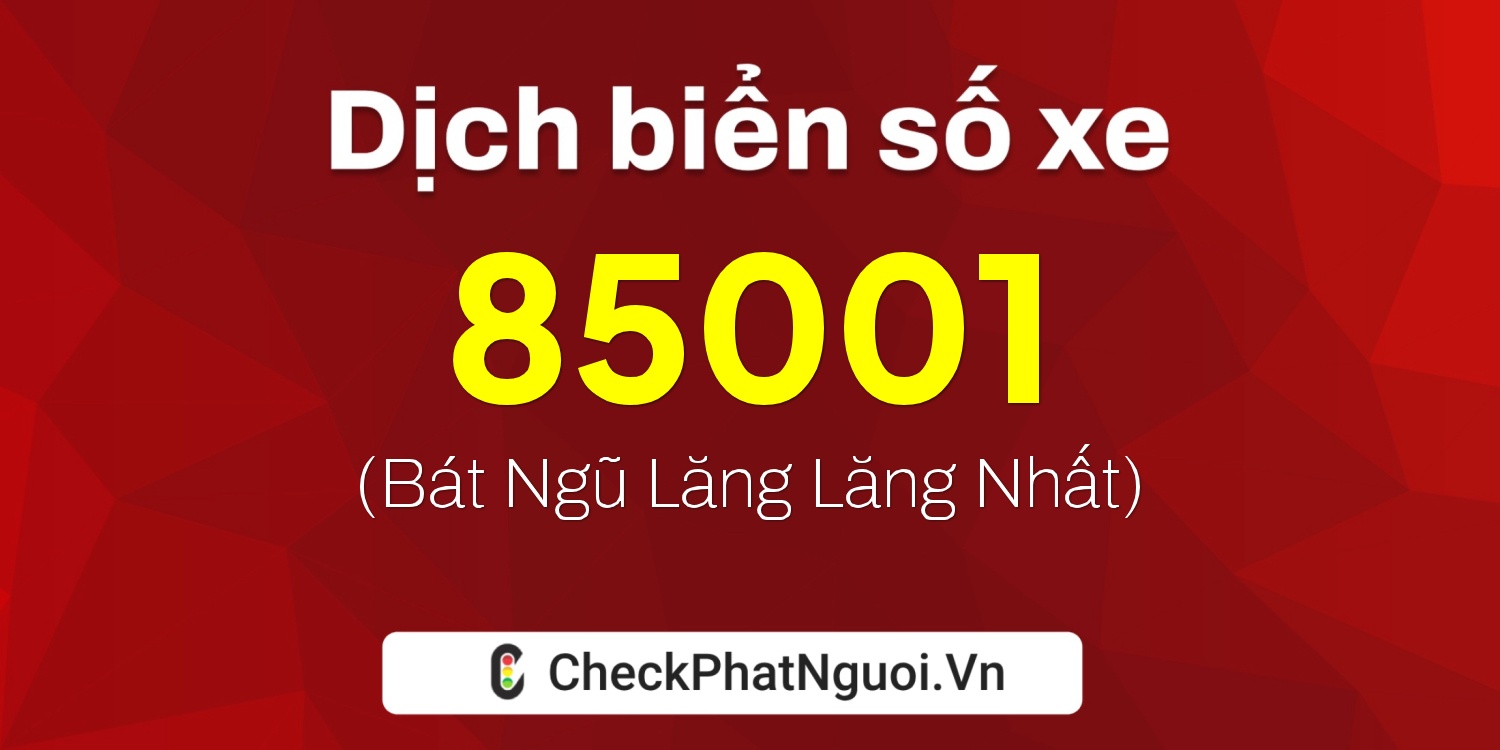 Dịch ý nghĩa <b>biển số xe 29L-85001</b> tại website checkphatnguoi.vn