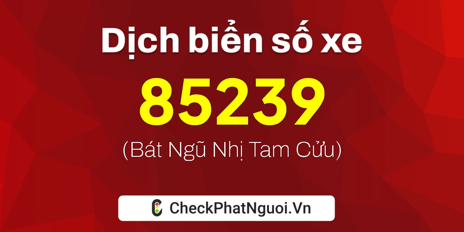 Dịch ý nghĩa <b>biển số xe 51H-85239</b> tại website checkphatnguoi.vn