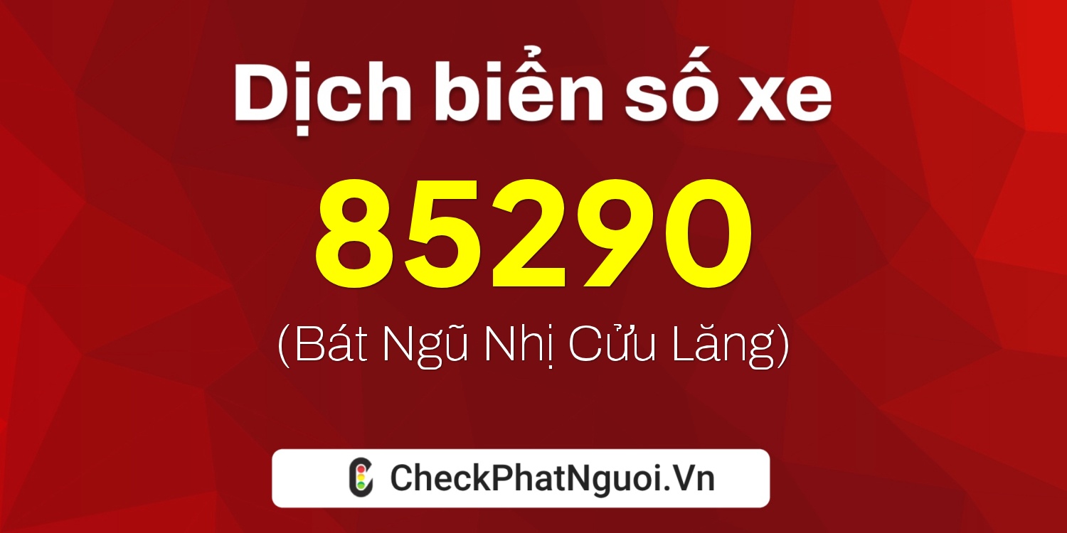 Dịch ý nghĩa <b>biển số xe 29E1-85290</b> tại website checkphatnguoi.vn