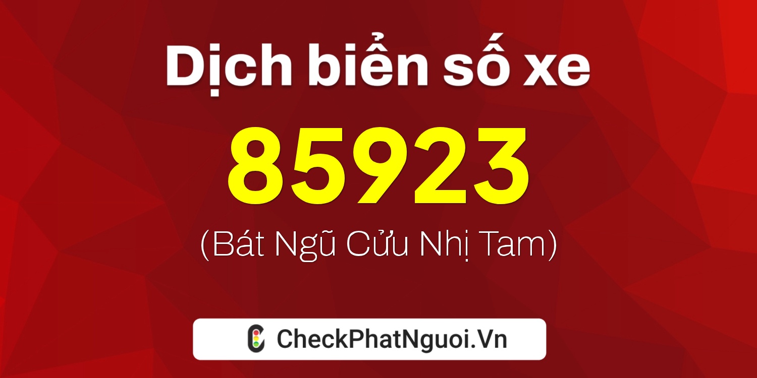 Dịch ý nghĩa <b>biển số xe 59Y2-85923</b> tại website checkphatnguoi.vn