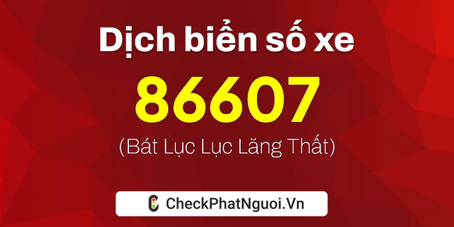 Dịch ý nghĩa <b>biển số xe 22B2-86607</b> tại website checkphatnguoi.vn