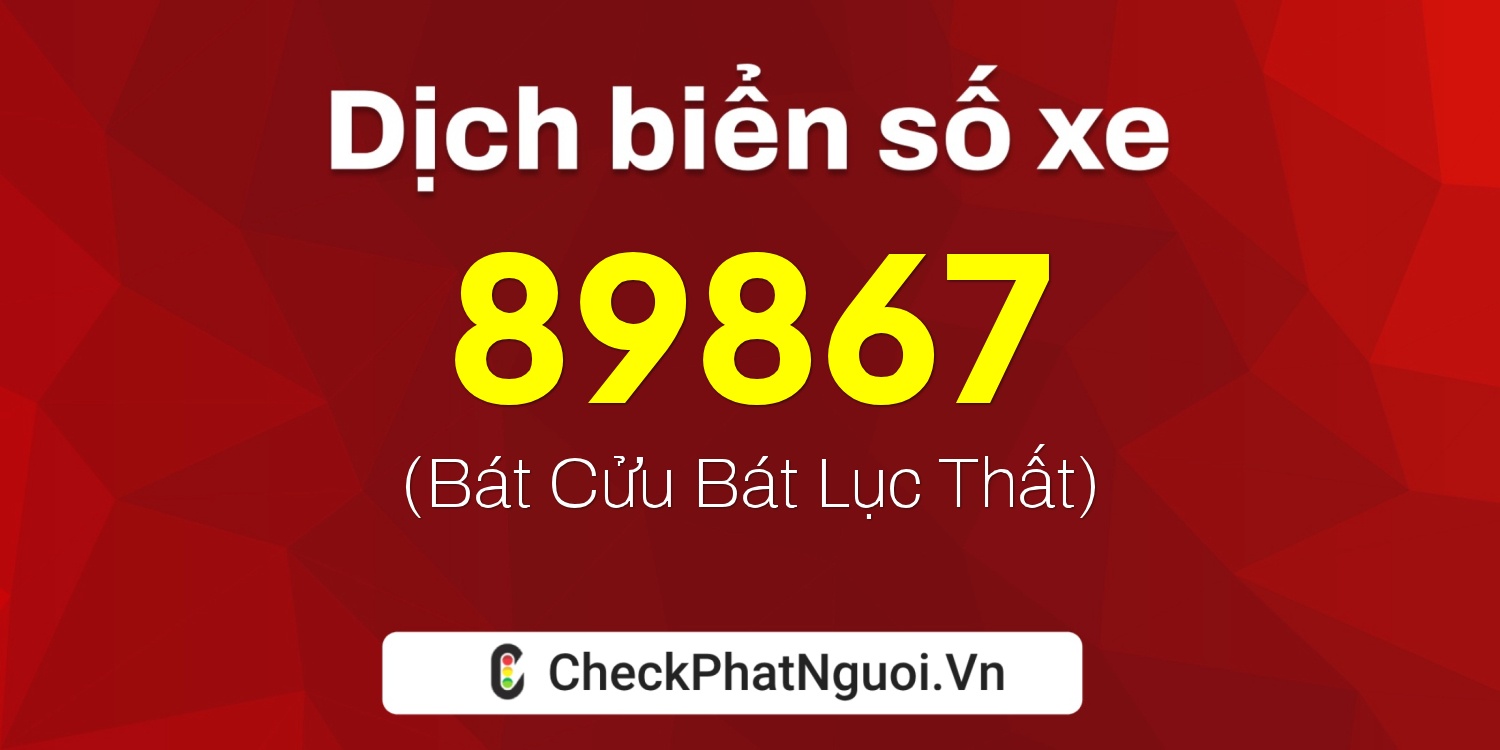 Dịch ý nghĩa <b>biển số xe 29V1-89867</b> tại website checkphatnguoi.vn