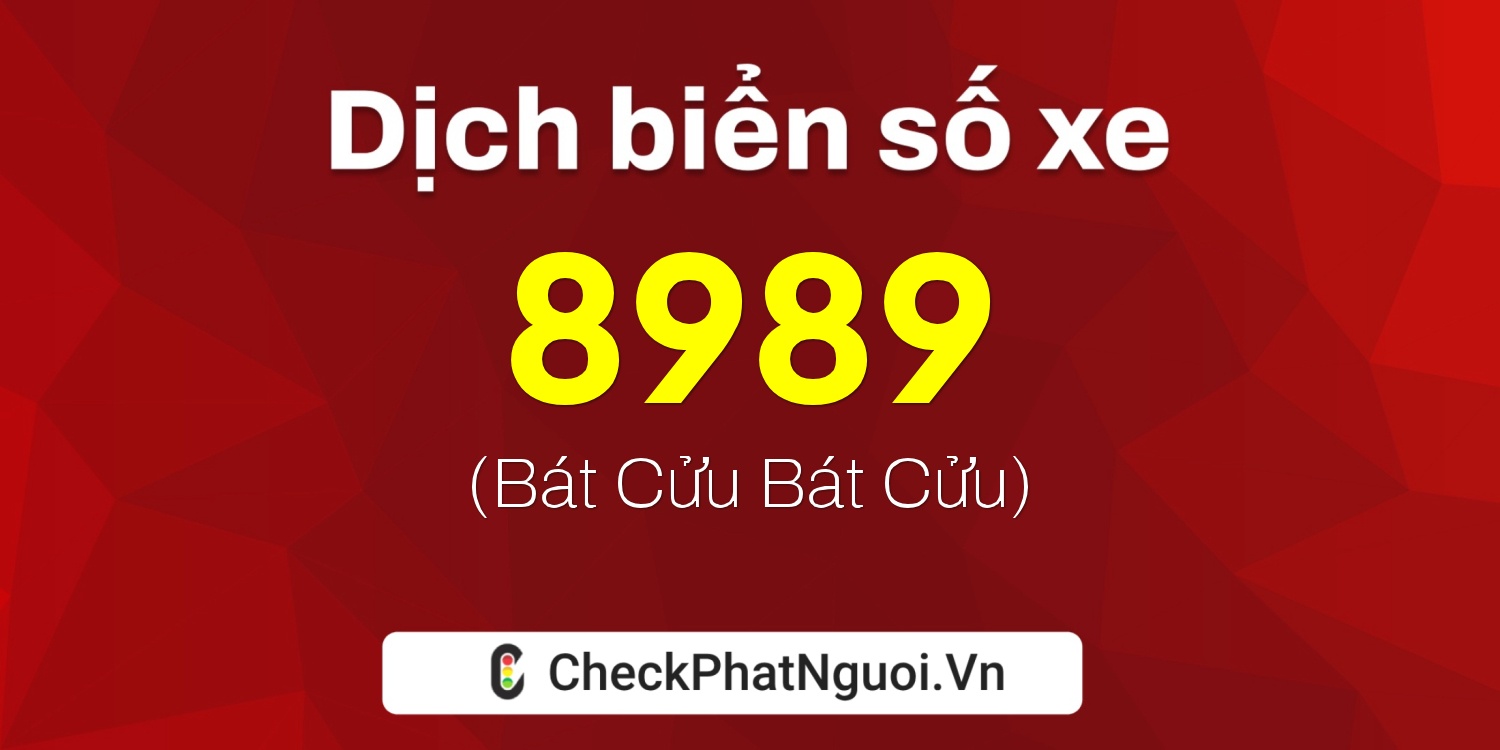Dịch ý nghĩa <b>biển số xe 8989</b> tại website checkphatnguoi.vn