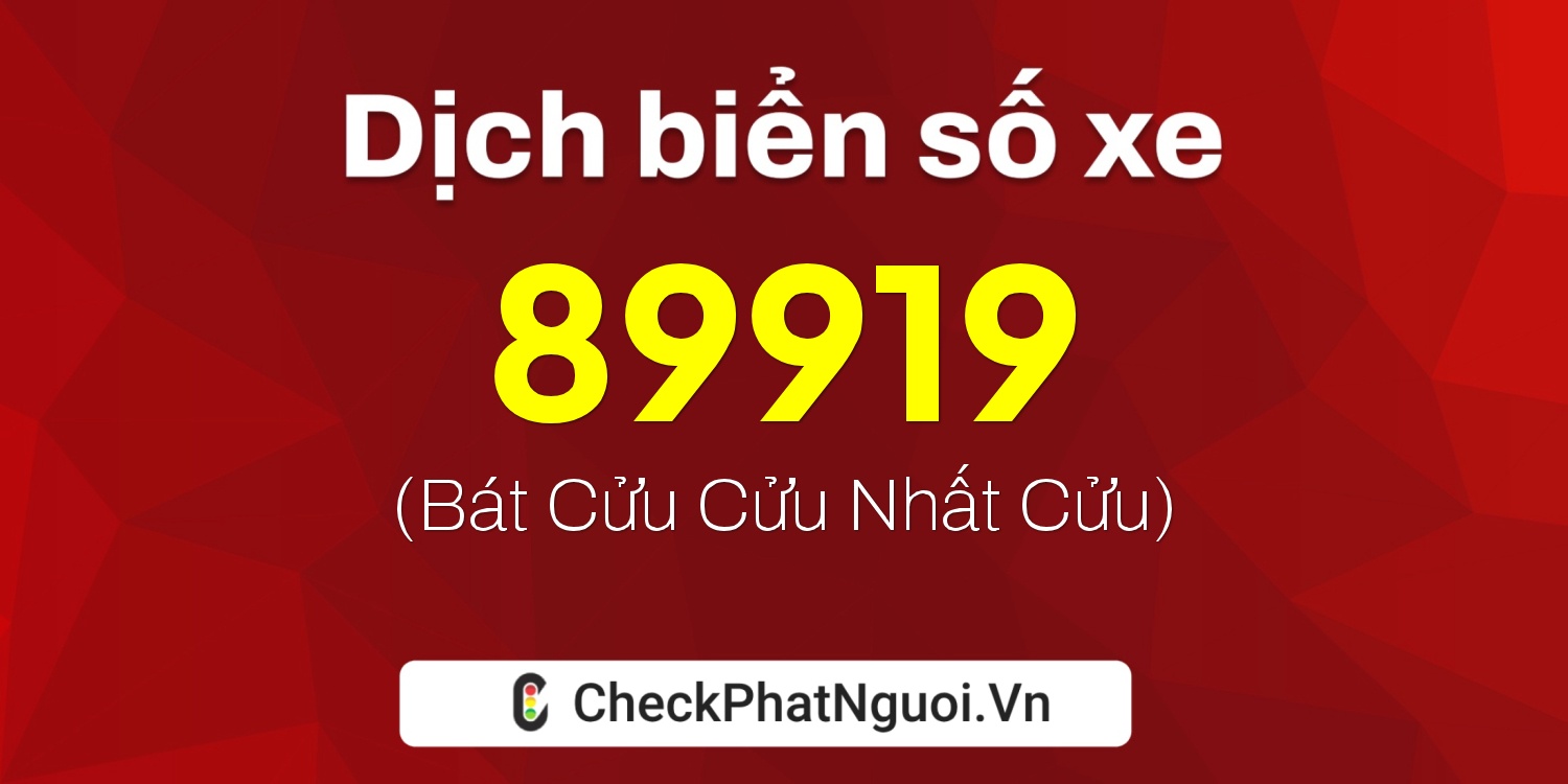 Dịch ý nghĩa <b>biển số xe 20A-89919</b> tại website checkphatnguoi.vn