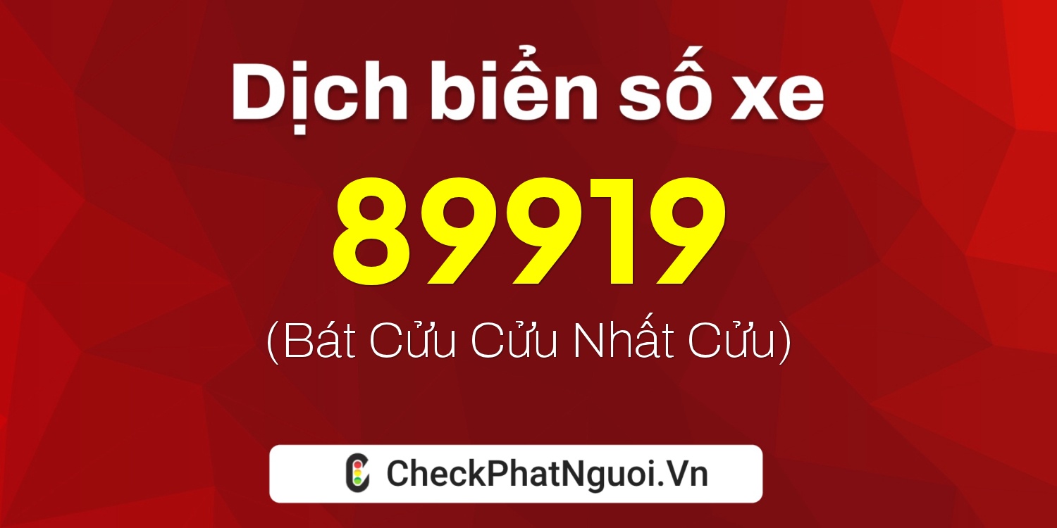 Dịch ý nghĩa <b>biển số xe 65B1-89919</b> tại website checkphatnguoi.vn