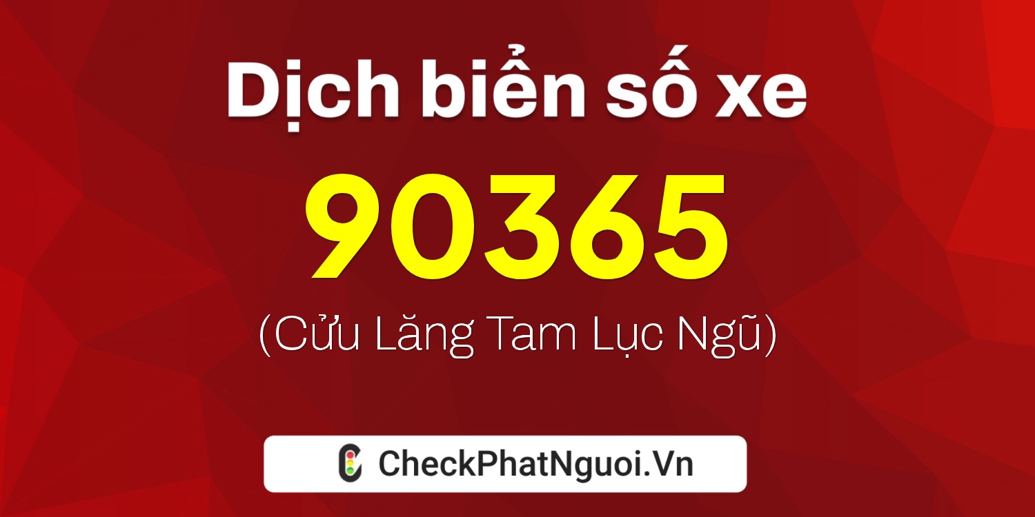 Dịch ý nghĩa <b>biển số xe 29N1-90365</b> tại website checkphatnguoi.vn