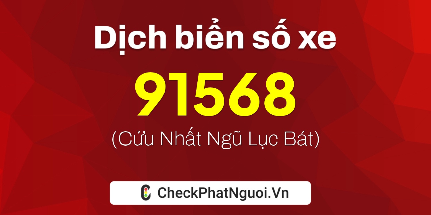 Dịch ý nghĩa <b>biển số xe 98B1-91568</b> tại website checkphatnguoi.vn