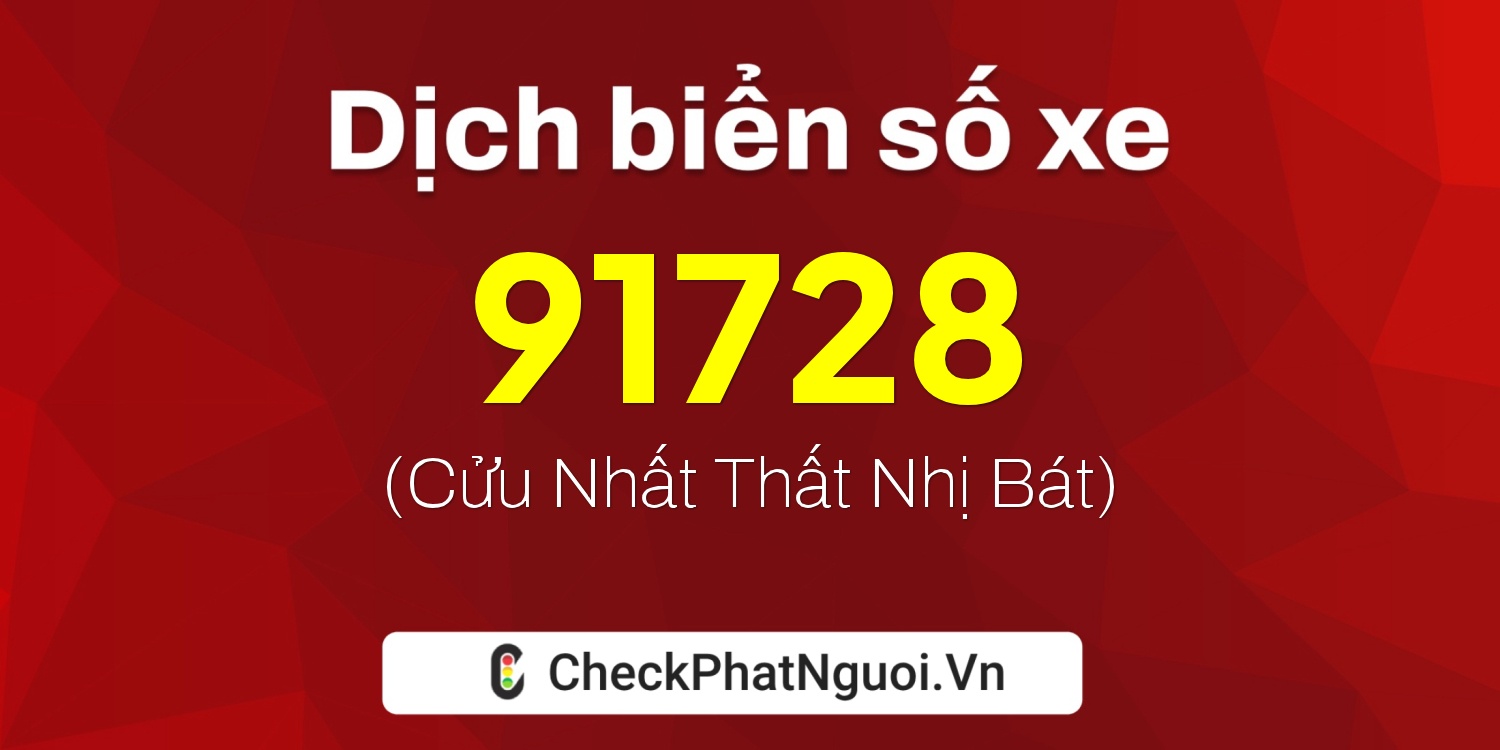 Dịch ý nghĩa <b>biển số xe 79D1-91728</b> tại website checkphatnguoi.vn