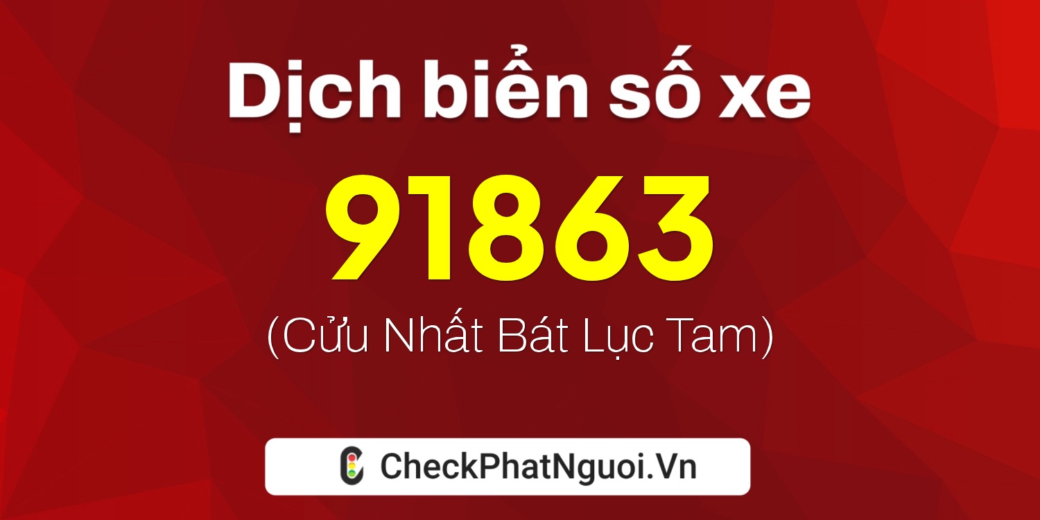 Dịch ý nghĩa <b>biển số xe 49AA-91863</b> tại website checkphatnguoi.vn