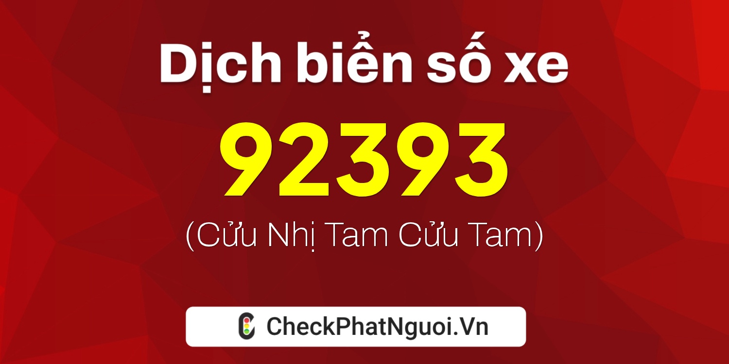 Dịch ý nghĩa <b>biển số xe 60B3-92393</b> tại website checkphatnguoi.vn
