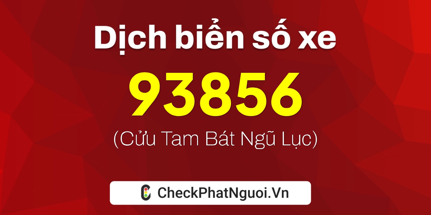 Dịch ý nghĩa <b>biển số xe 30H-93856</b> tại website checkphatnguoi.vn