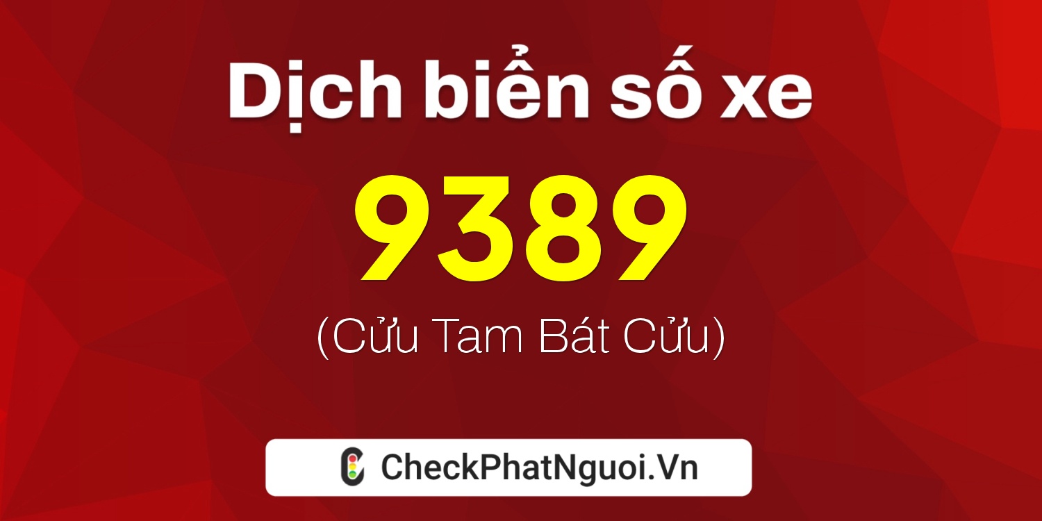 Dịch ý nghĩa <b>biển số xe 9389</b> tại website checkphatnguoi.vn