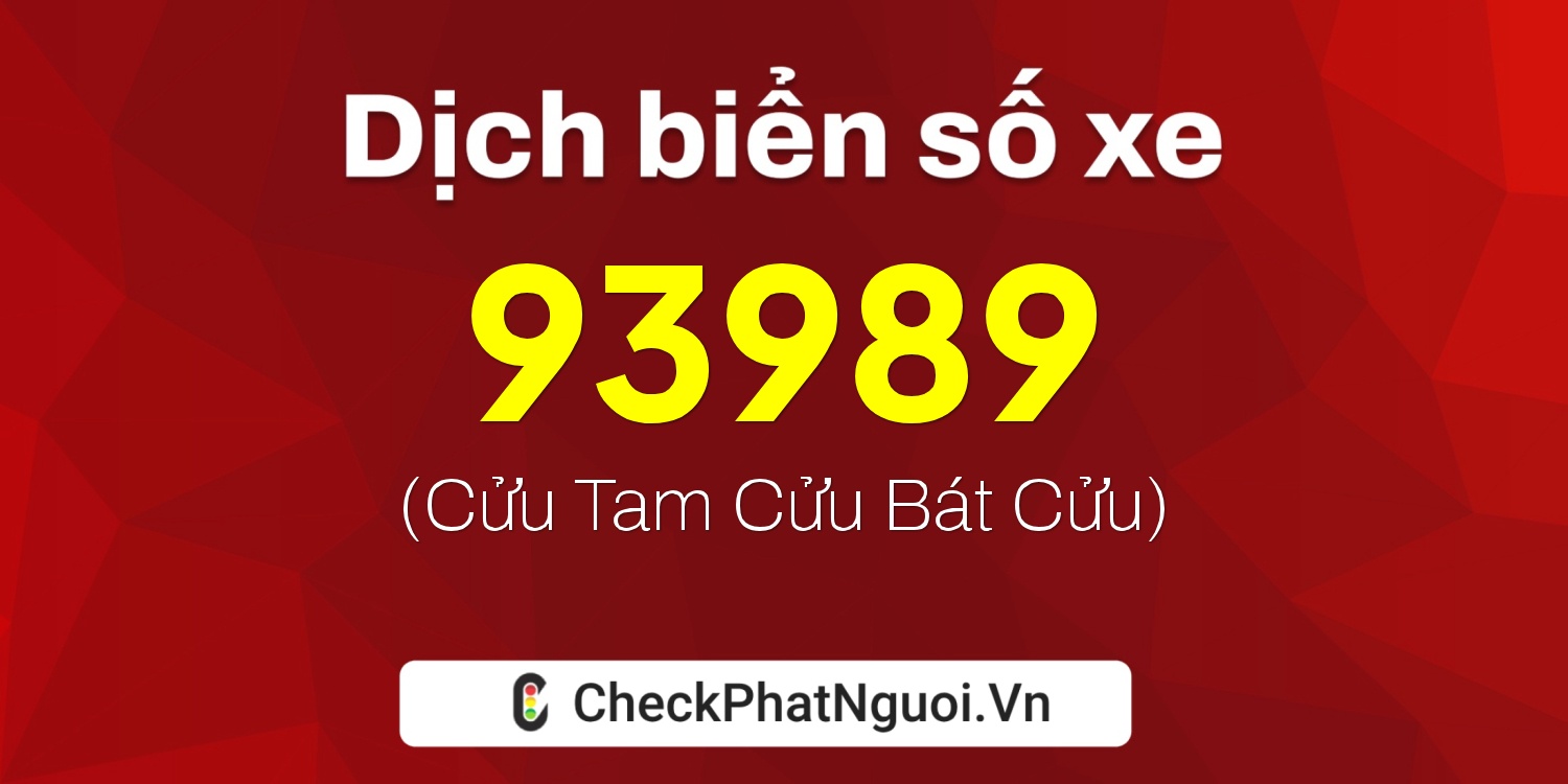Dịch ý nghĩa <b>biển số xe 93989</b> tại website checkphatnguoi.vn