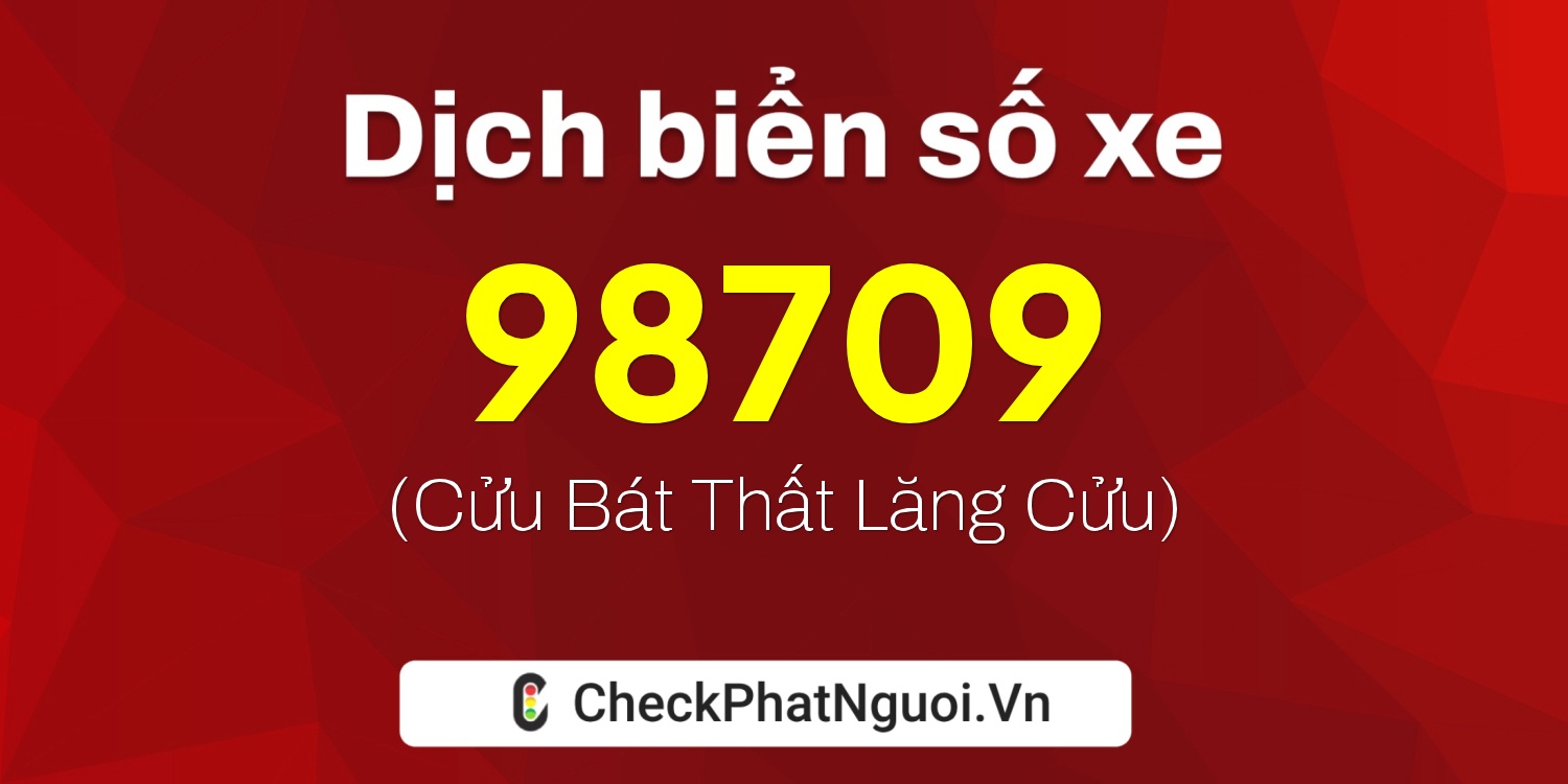 Dịch ý nghĩa <b>biển số xe 29C1-98709</b> tại website checkphatnguoi.vn