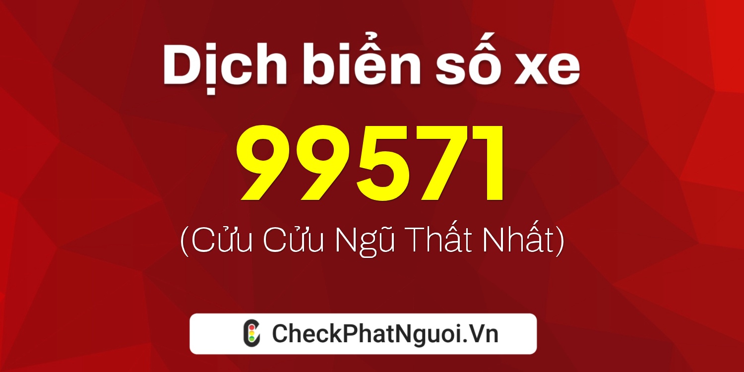 Dịch ý nghĩa <b>biển số xe 34B2-99571</b> tại website checkphatnguoi.vn