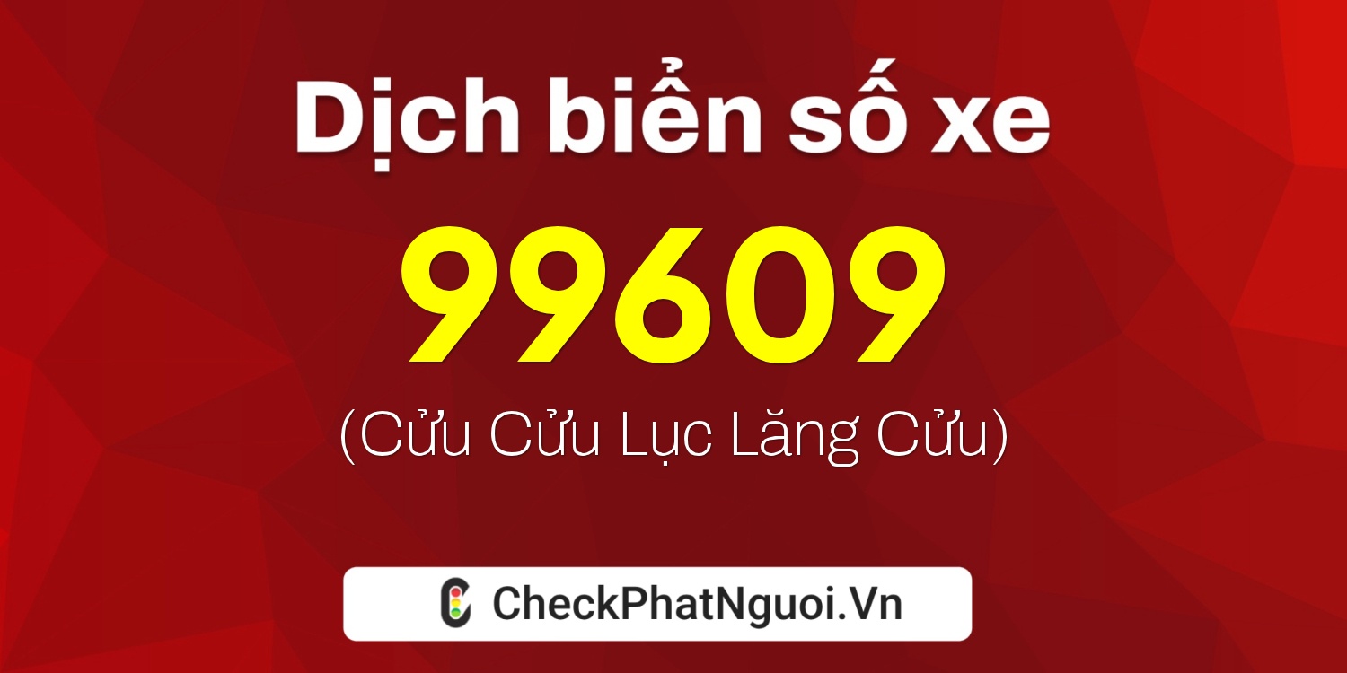 Dịch ý nghĩa <b>biển số xe 51D-99609</b> tại website checkphatnguoi.vn