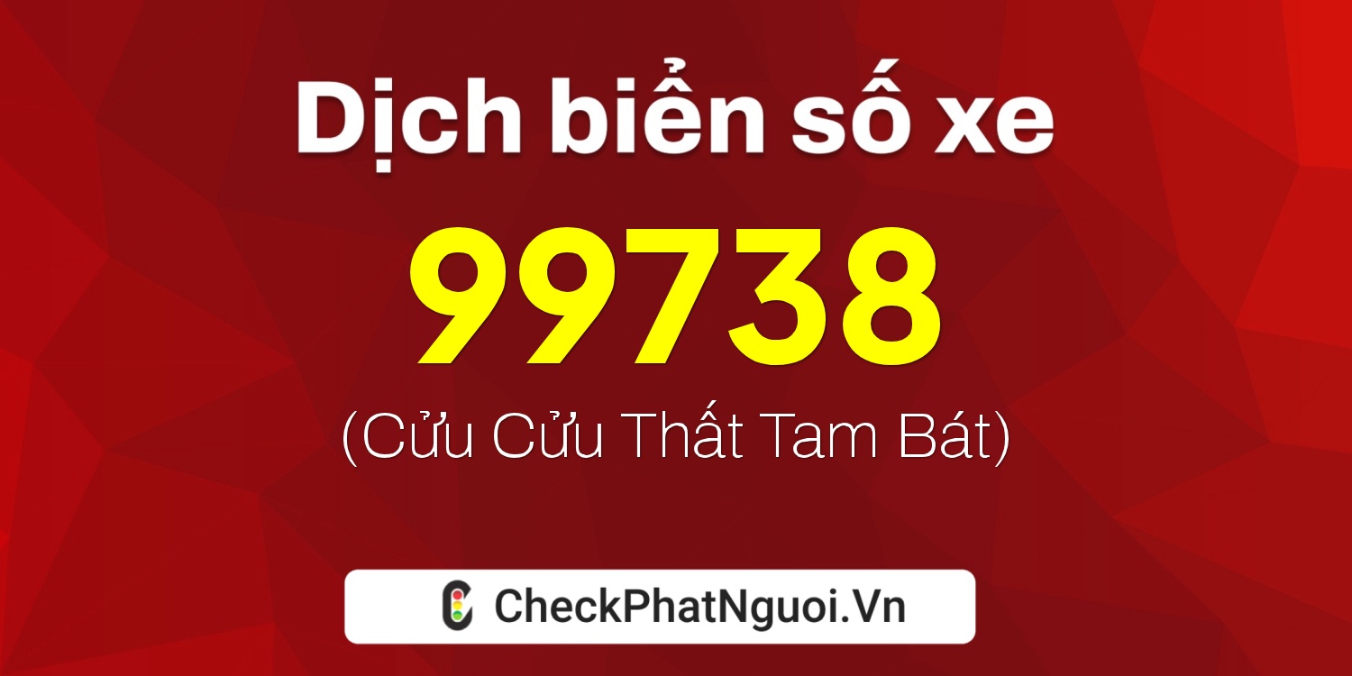 Dịch ý nghĩa <b>biển số xe 29P1-99738</b> tại website checkphatnguoi.vn