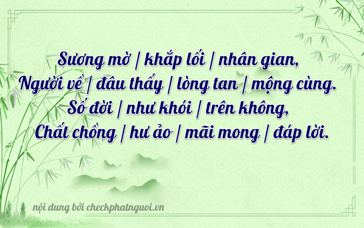 Bài thơ ý nghĩa cho <b>biển số 99AA-09665</b> tại website checkphatnguoi.vn